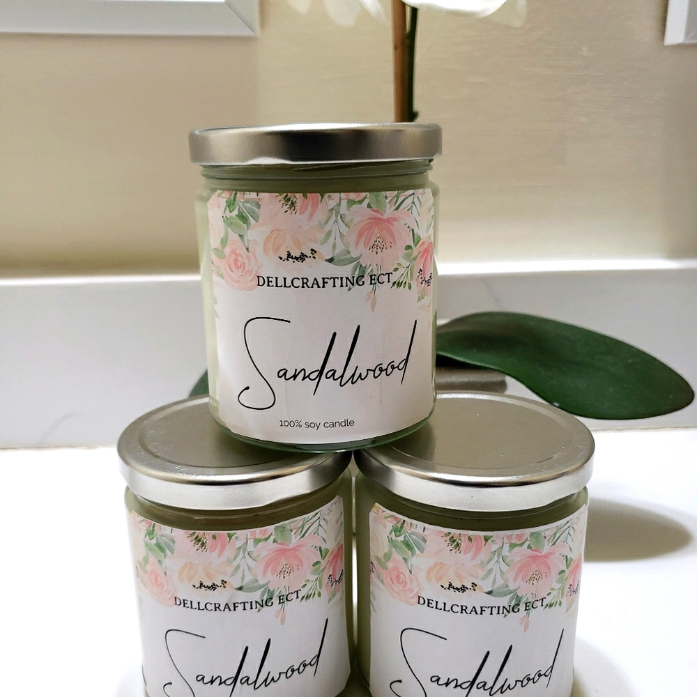 Sandalwood  100% Soy Wax  Candle